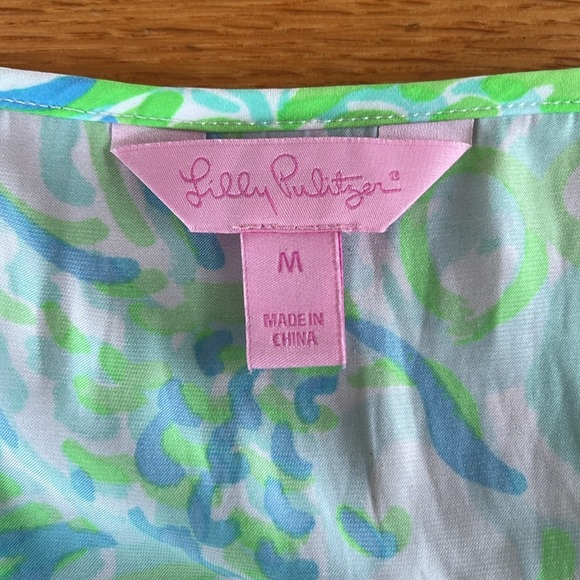 Lily Pulitzer lime green and light blue romper with belt - Picture 2 of 2